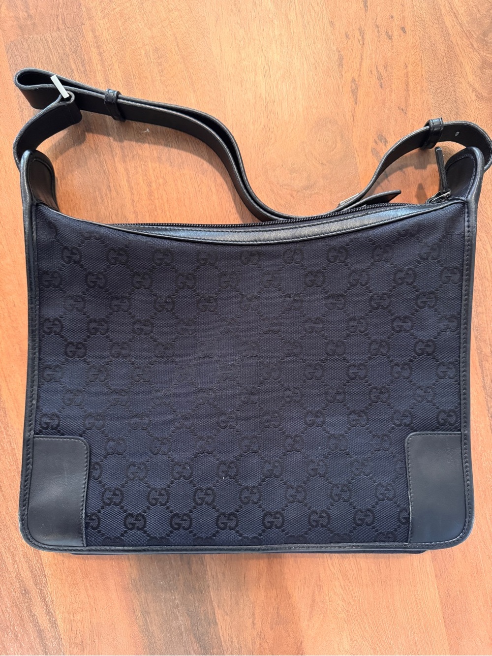 Gucci Black Monogram Canvas Shoulder Bag